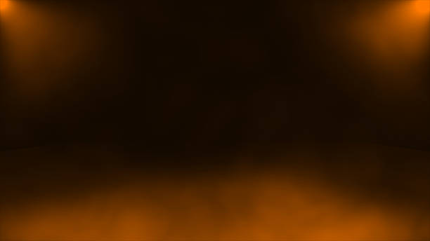 Gray smoke in slow motion, Orange optical light rays with smoke dark background