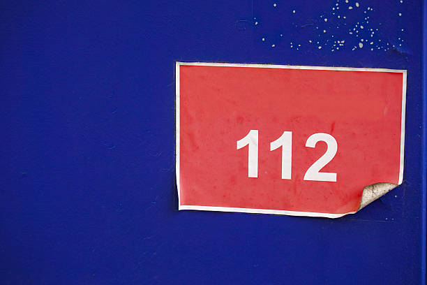 istock Red sticker with European emergency phone number 112 2222933547