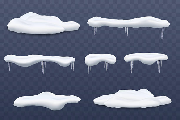 istock Snow caps and snowdrifts with icicles set of vector illustrations isolated. 2222937000