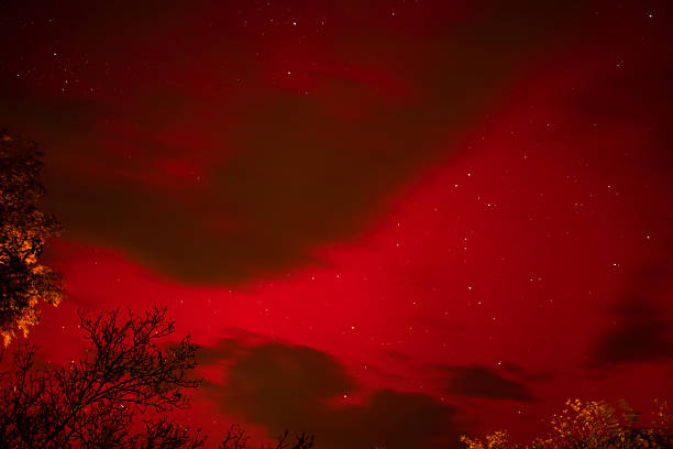 Beautiful panorama of sunset view with red clouds