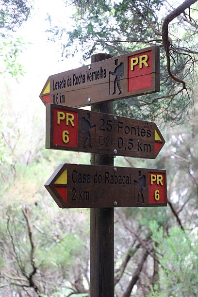 istock Signpost on the 25 Fontes hiking trail 2222938878