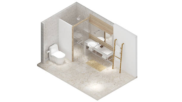 istock Isometric view of a bathroom,residential area, 3d rendering. 2222940193