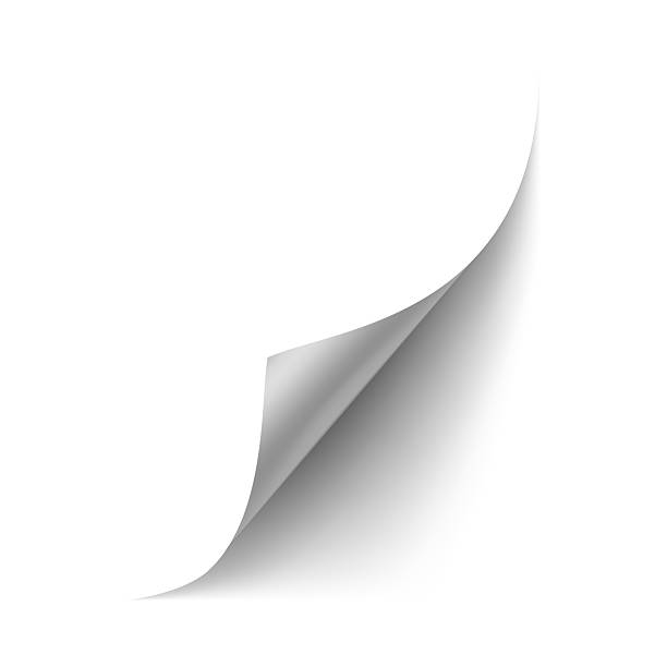 istock Curled paper corner, white paper page turning edge curl corner, realistic bent sheet with shadow vector overlay effect 2222941002