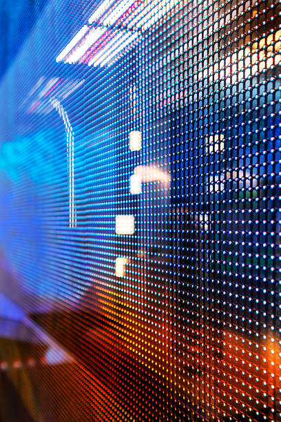 istock LED display technology displays color image information on large wall areas in interior design. 2222941188