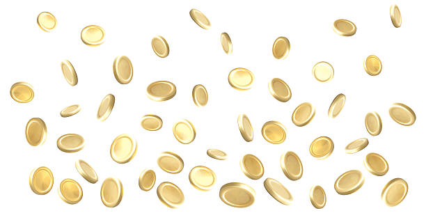 istock Golden Coins Falling in Mid-Air with Realistic 3D Shine, Perfect for Finance, Luck, Game Rewards, and Wealth Concepts. Vector 2222941448