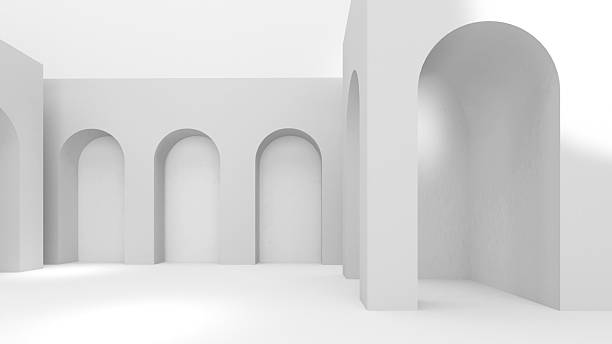 istock Abstract structure of white building in the shape of an empty curved building, 3D rendering. 2222941471