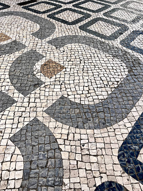istock Traditional portuguese pavement creating a geometric pattern in Faro 2222941957