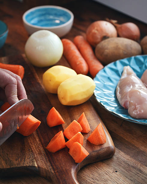 Preparing Japanese Katsu Curry with Crispy Chicken and Vegetables