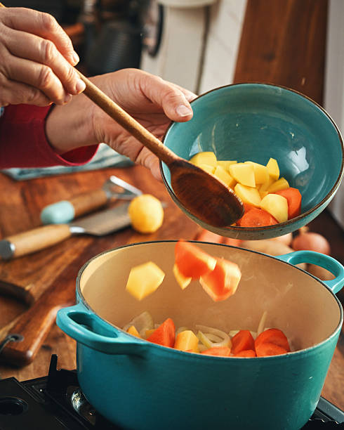Preparing Japanese Katsu Curry with Crispy Chicken and Vegetables