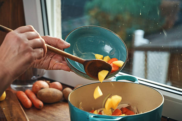 Preparing Japanese Katsu Curry with Crispy Chicken and Vegetables