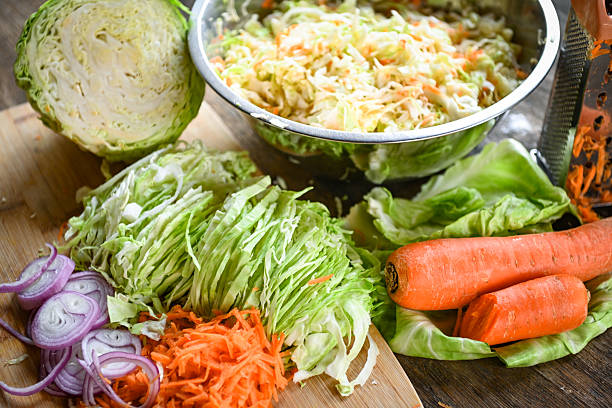 Salad of fresh white cabbage and carrots