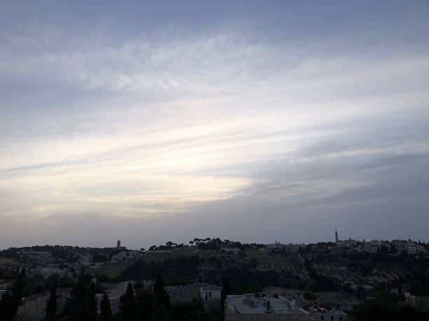 Sunrise above Jerusalem on Thursday after Easter in April in Israel.