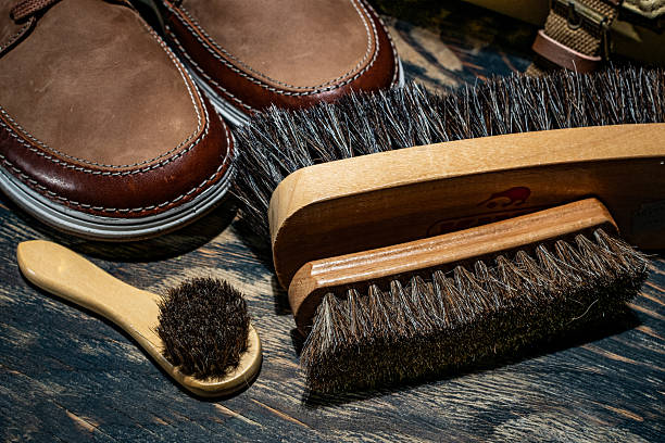 Natural pile brushes for cleaning suede shoes.
