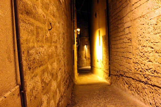 istock The illuminated streets at night in Rieti, Italy 2222962552