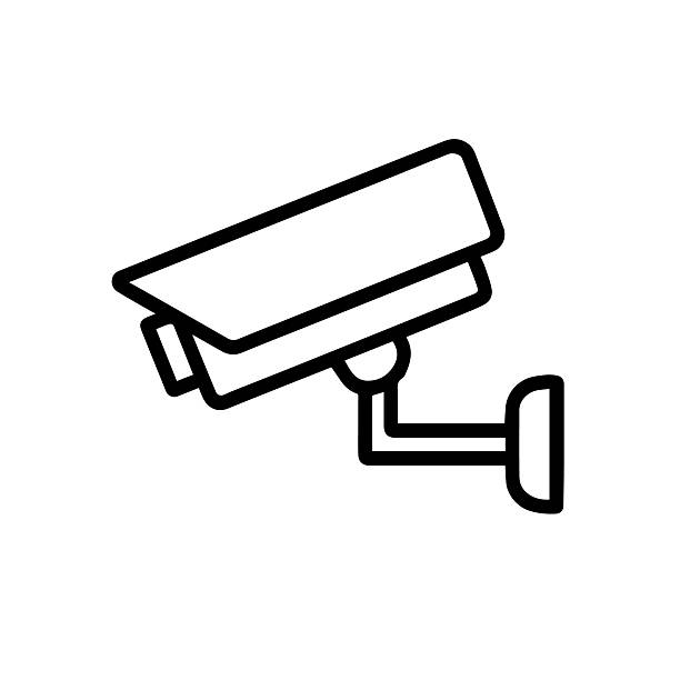 bildbanksillustrationer, clip art samt tecknat material och ikoner med cctv camera lne icon vector illustration isolated on white - övervakningskamera