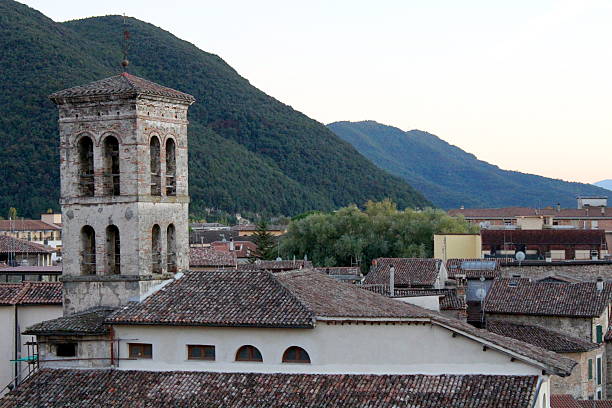 istock Stunning rooftops of Rieti with mountain backdrop at sunset 2222967784