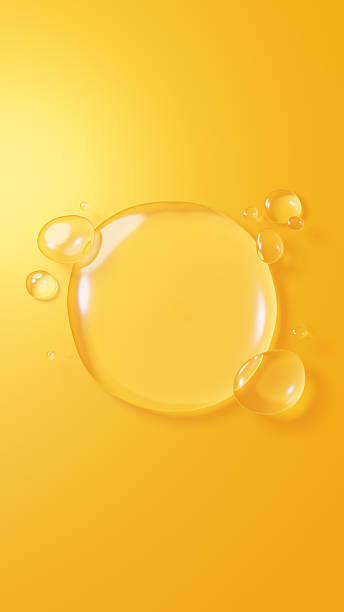 istock 3D Illustration.Background image of multiple water droplets on yellow background. (Vertical) 2222977998