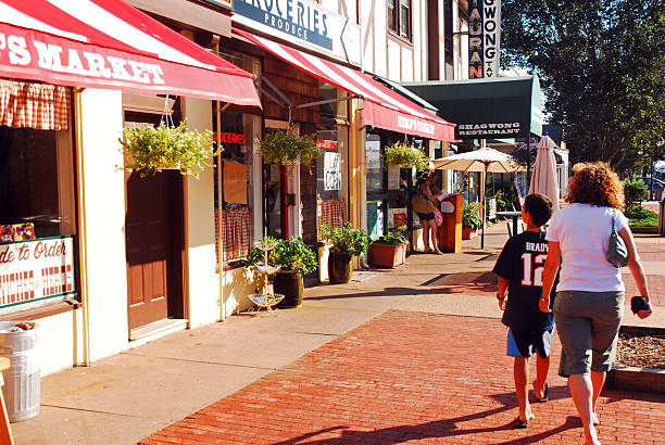 Carson City, Nevada - September 24, 2023:  Retail stores and businesses panorama along historic Carson Street in Carson City, Nevada.  It is the capital of the U.S. state of Nevada