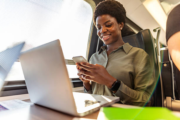 istock Businesswoman Working Remotely While Traveling by Train 2222983096