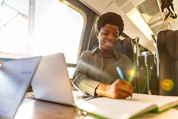 istock Professional Writing and Working on a Laptop While Traveling on a Train 2222983116