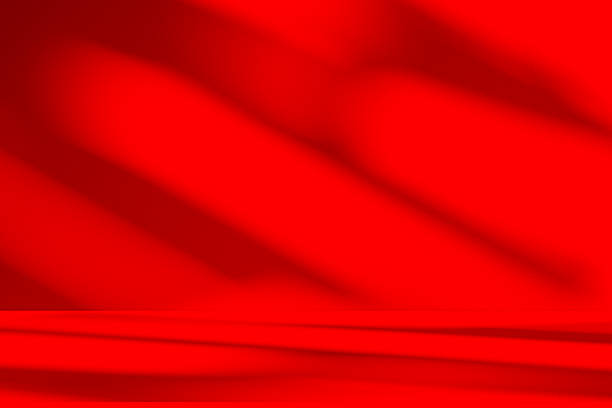 istock Studio style background wall decoration presentation uses white and red tones. with shadows cast from a nearby window, concept creating a decorative 2222988090
