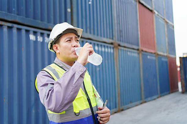 istock The image represents rest during labor, hydration, and the industrial logistics environment. 2222989504