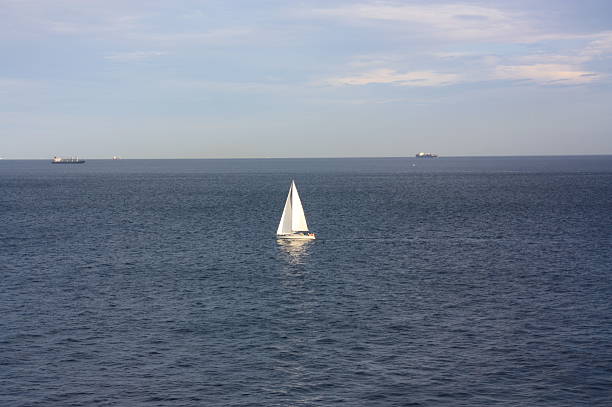 Gibraltar-February 17,2024:Sailing boat in the sea