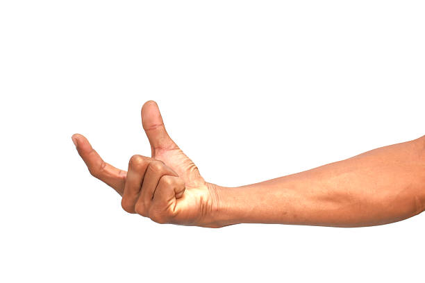 istock Isolated hand on white background demonstrating size or measuring something small 2222991635