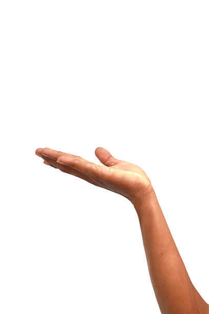 istock Open hand gesture reaching up, isolated against a white background for presentation or offering 2222991904