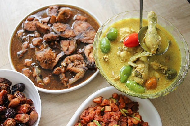 Top View of Various Indonesian Food Menu Served on The Table During Eid Mubarak Moment