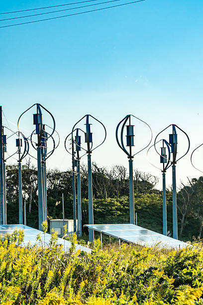 istock Omni-directional wind power generation facility and solar panels 2222992616