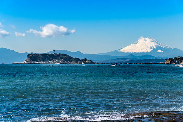 Enoshima Shonan Beach and Mt. Fuji.