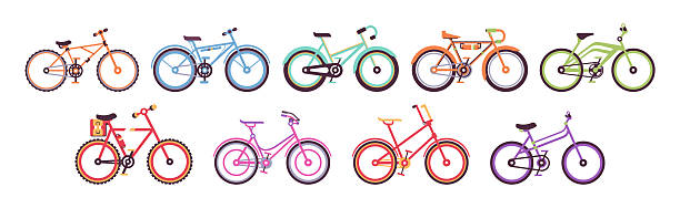 istock Colorful Bicycles and Bike as Pedal Driven Vehicle Vector Set 2223004292