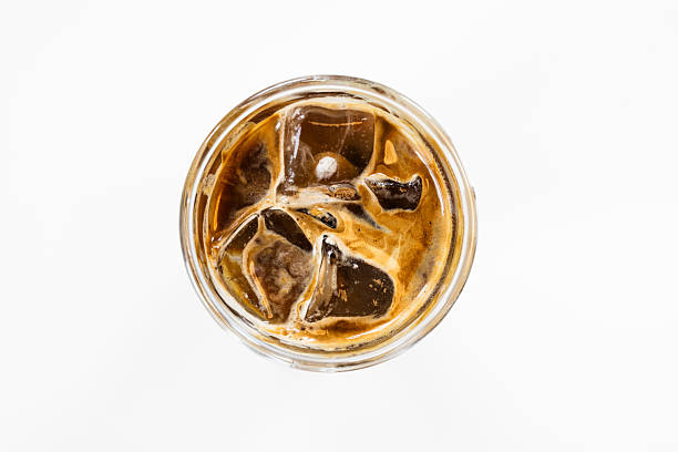 istock Iced latte in a glass cup viewed from above 2223007110