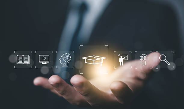 istock online training on a laptop. Concept of a platform for digital education, teaching a course. Curriculum learning online 2223009194