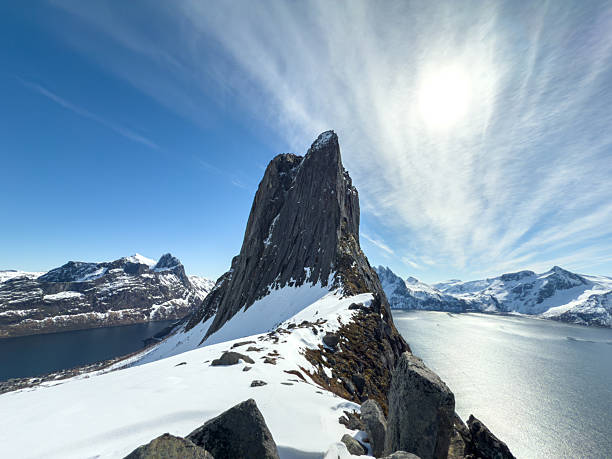 istock Snowy Mountain Peak Overlooking Fjord Water 2223010017