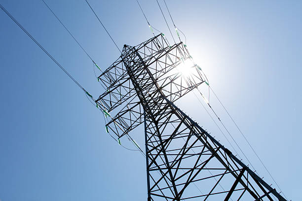 istock A tall power tower with wires and a clear blue sky 2223010133