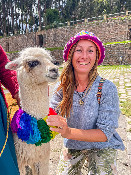 istock Woman Smiling with Colorful Alpaca in Peru 2223016685