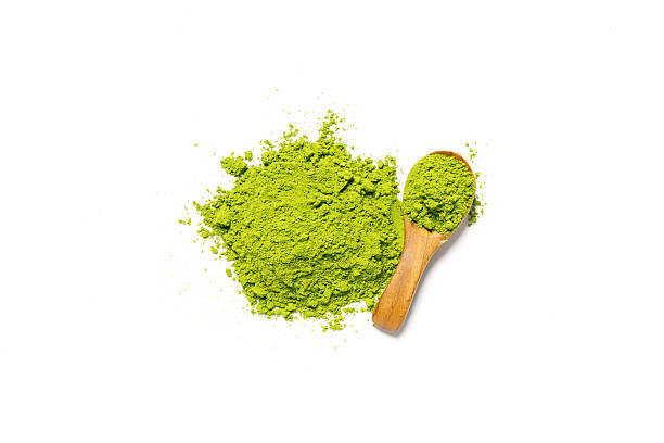 istock Top view green matcha tea powder isolated on white background 2223019215