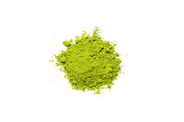 istock Top view green matcha tea powder isolated on white background 2223019225