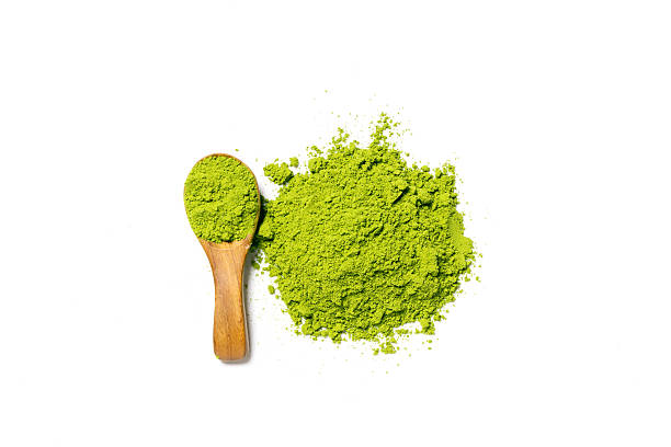 istock Top view green matcha tea powder isolated on white background 2223019233