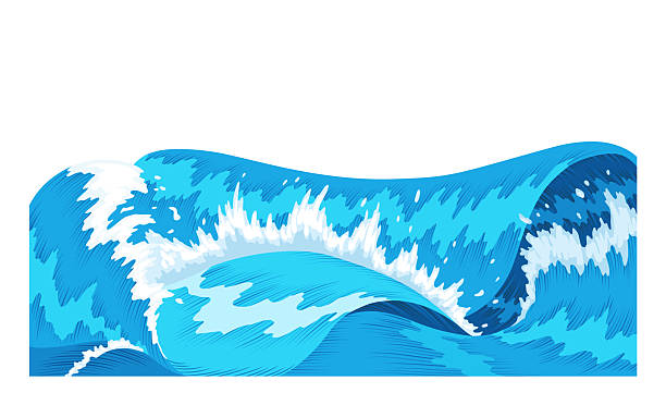 istock Ocean waves, splash water, marine sea storm element. Blue sea or ocean wave with spray, foam on crest. Vector illustration 2223024770