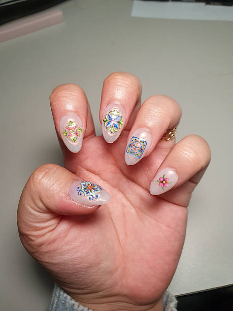 istock Colourful nail polish with an attractive design. 2223032823