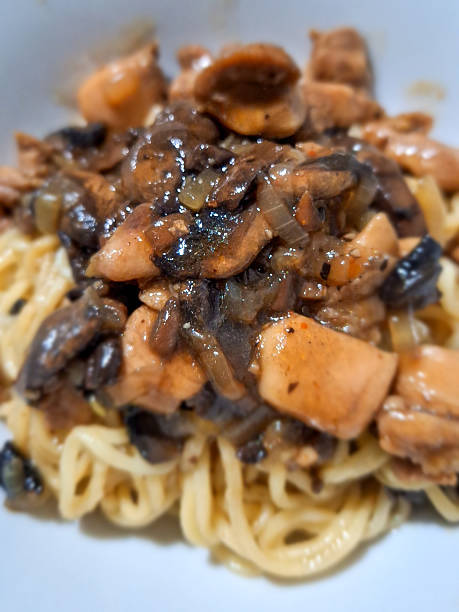 istock Chicken and mushroom noodle 2223038982