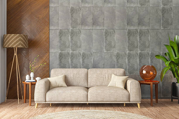 istock Minimalist Living Room With Beige Sofa and Textured Wall 2223040456