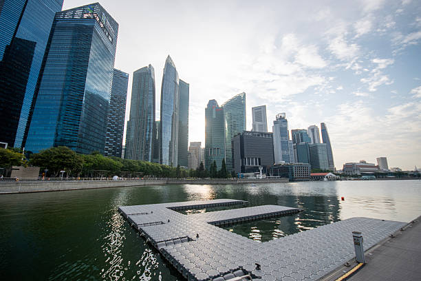 Singapore-4 Jun 2025: Sunset with Singapore skyline in the evening.
