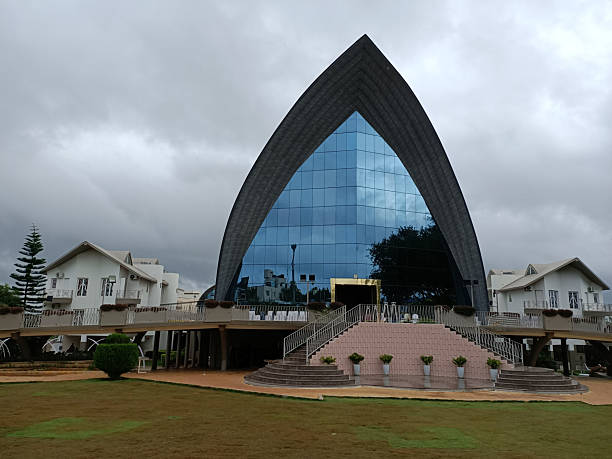 Mysuru, Karnataka, India-May 28 2025; An Eye catching Colossal, modern, Architecture, design, building exterior, marvel, aesthetic, contemporary, civil engineering, award winning planned structure in Mysore, India.