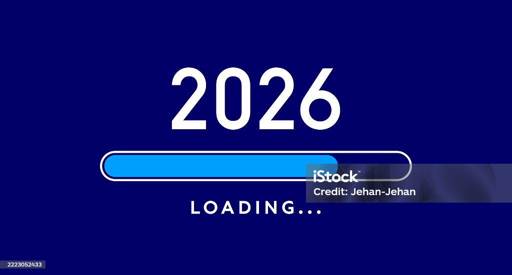 2026 Loading Text 2026 Progress Bar Blue New Year Loading Countdown Poster Stock ...