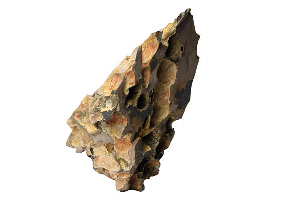 istock Irregularly shaped dragon stone with a porous structure and rough texture isolated on a white background with clipping path 2223056749