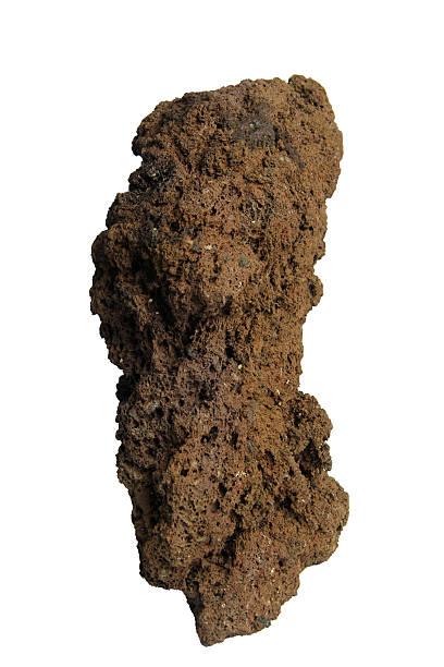 istock Vertical red lava rock with deep crevices and lightweight structure isolated on a white background with clipping path. reptile enclosures, and garden decorations 2223056810